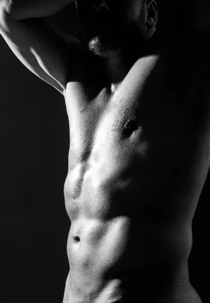 Nackter Mann Oberkörper Geschnitten Körper Von Sexy Muskulös Nackt Gay — Stockfoto