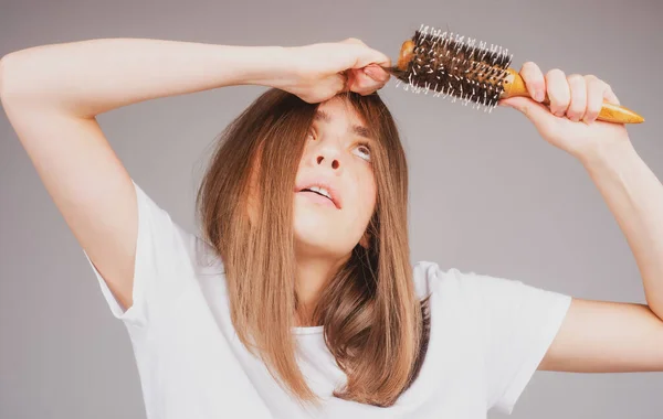 Femme Inquiète Pour Perte Cheveux Problème Chute Cheveux — Photo