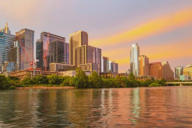 Güzel Austin silueti. Austin, Teksas Colorado Nehri üzerinde
