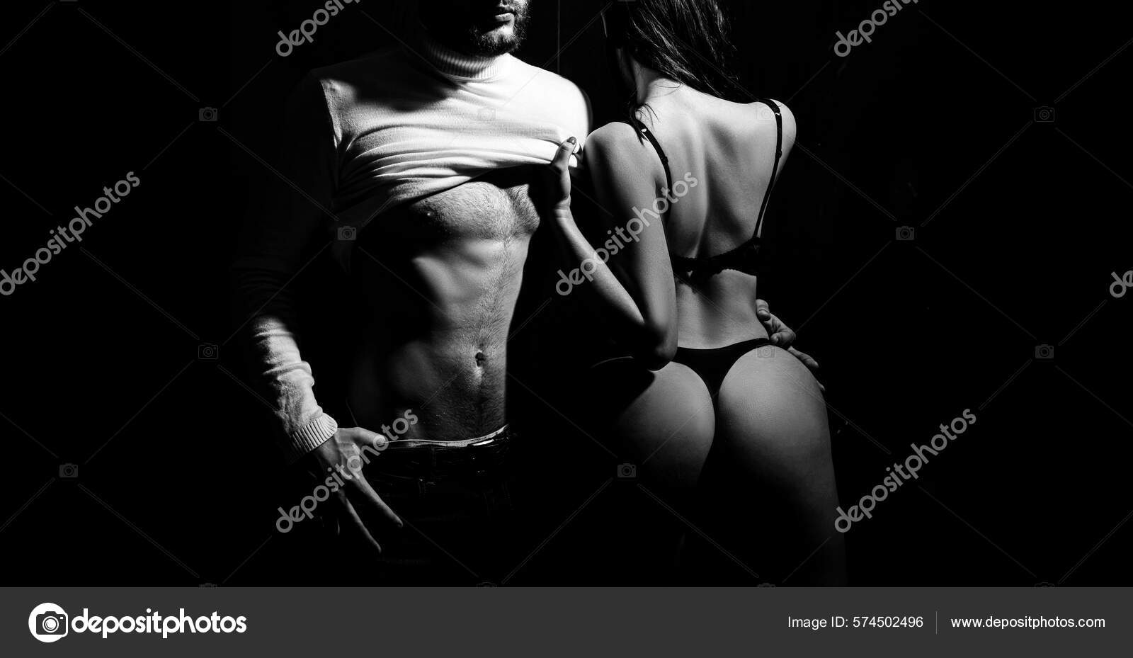 Sexy Girl Muscular Guy Darkness Romantic Passionate Relations Love Sex Stock Photo by ©Tverdohlib 574502496 picture image