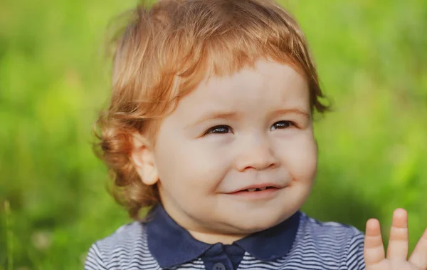 Portrait Little Baby Boy Concept Kids Face Close Head Shoot — Stock Photo, Image