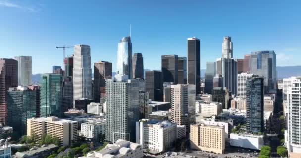 Los Angeles Downtown Skyline Fly Drone Top Aerial View Los — Stock video
