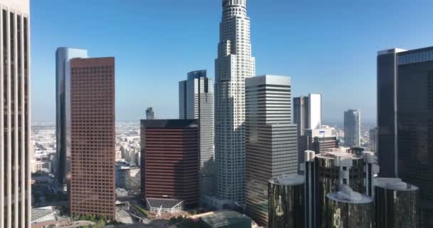 Los Angeles Centrum Miasta Arial Widok Drona — Wideo stockowe
