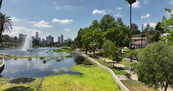 Widok Lotu Ptaka Centrum Los Angeles Dron Latający Krajobraz Miejski — Wideo stockowe