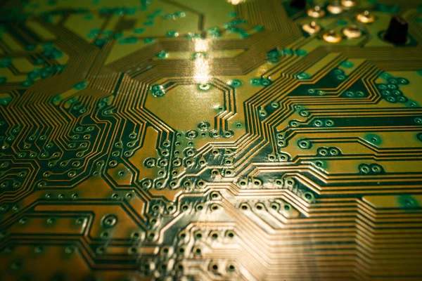 回路基板を用いた技術的背景 電子計算機ハードウェア技術 マザーボードのデジタルチップ テクノロジーテクスチャー — ストック写真