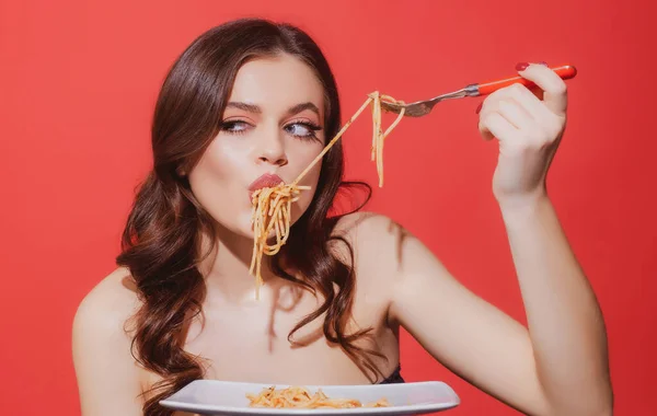 Italiaanse Keuken Pasta Bolognese Carbonara Spaghetti Gezond Menu Levensmiddelen Uit — Stockfoto