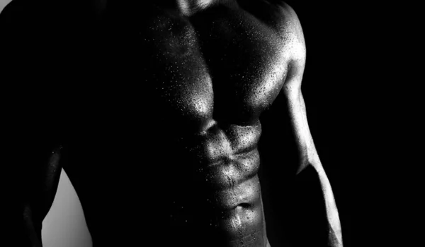 Hübscher Muskulöser Mann Mit Sixpack Bauchmuskeln Oberkörper Von Mans — Stockfoto