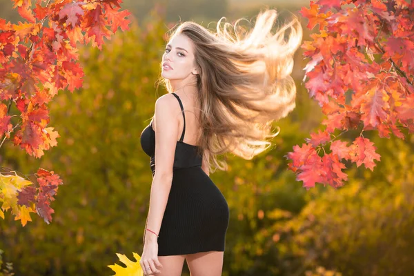 Fashion Autumn Fall Look Autumn Romantic Woman Glamour Sensual Young — Stock Photo, Image