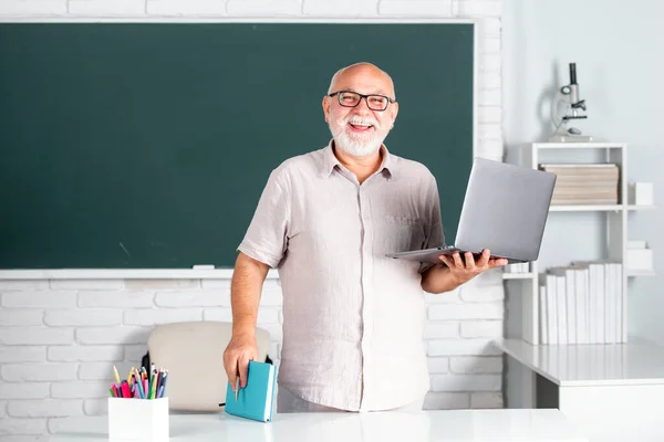 Portrait Professeur Mature Professeur Tuteur Travaillant Table Collège Lycée Éducation — Photo