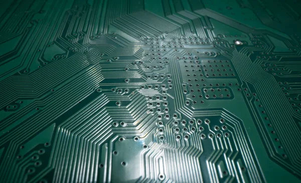 Circuit Board Technological Electronic Plate Roads Other Components Selective Focus — Foto Stock