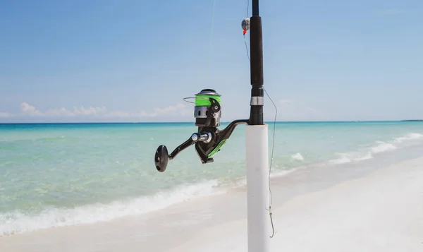 Fishing Ocean Summer Vacation Concept Fishing Rod Spinner Fish Rod — Stock Photo, Image