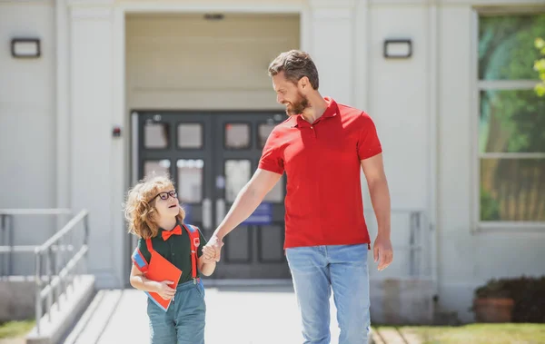 Father Son Father Come Back School School Family Education — Stock Photo, Image