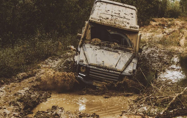 Mud Water Splash Road Racing Tracks Muddy Field Road Vehicle — Stock Photo, Image