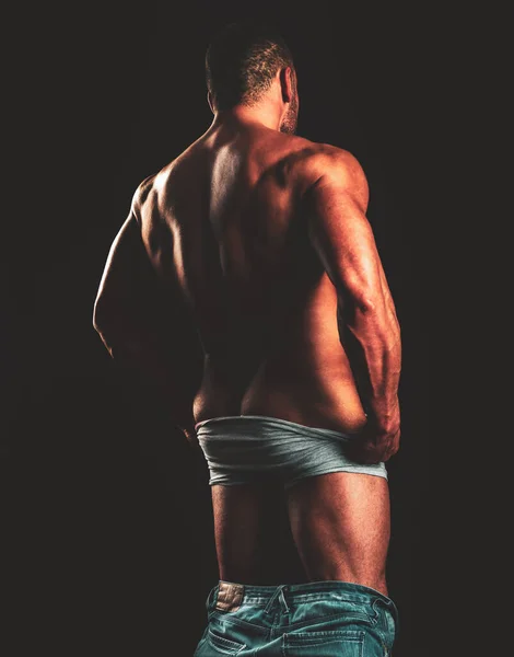 Man Buttocks Butt Underwear Black Studio Background Isolated Backside Booty — Stockfoto