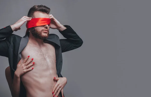 Plaag Verleid Gepassioneerde Geliefden Seksdominantie Seks Onderwerping Hij Wekt Zijn — Stockfoto