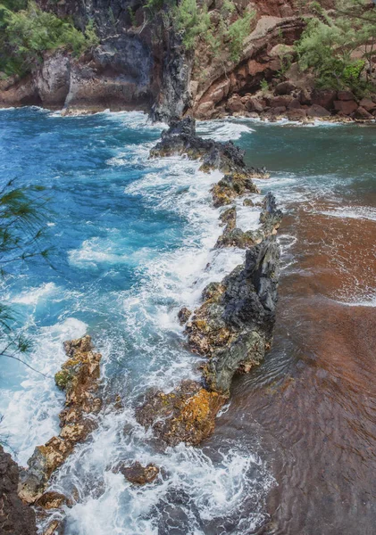 Sand Beach Maui Havaiano Sea Wave Rock Fundo Praia Verão — Fotografia de Stock