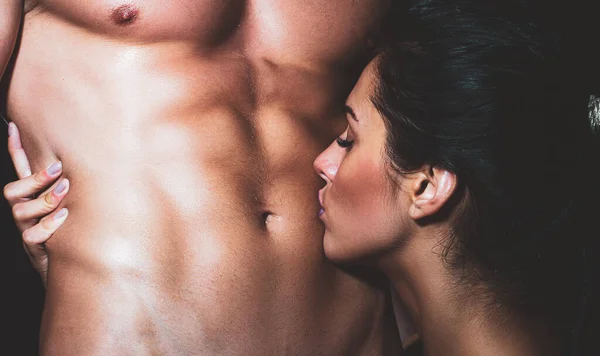 Pareja Sexy Enamorada Besándose Sensual Pasión Amantes Beso —  Fotos de Stock
