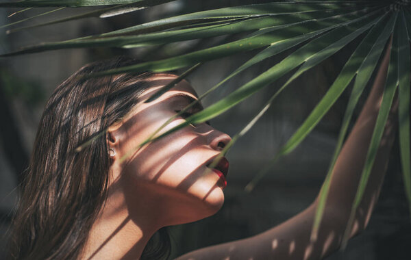 Sensual model woman with smooth skin and natural makeup. Cosmetology beauty and spa. Human face expressions. Close-up portrait of a beautiful charming young attractive lady