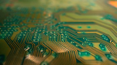 Elektronik devre kartı arka planı. Soyut dijital teknoloji geçmişi. Elektronik bilgisayar donanım teknolojisi. Anakart dijital çip. Teknik arkaplan