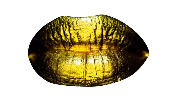 Sensual Mujer Labios Dorados Labio Oro Natural Para Mujer Boca —  Fotos de Stock