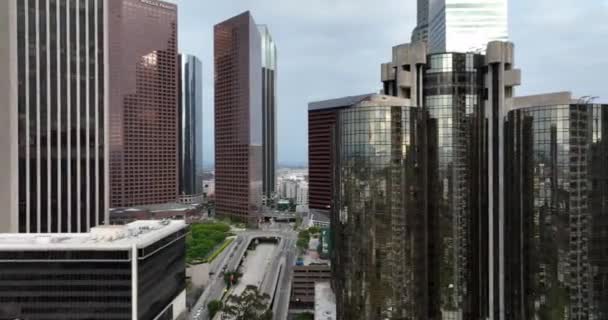Los Angeles Şehir Merkezindeki Hava Manzarası Los Angeles Gökdelenleri Finansal — Stok video