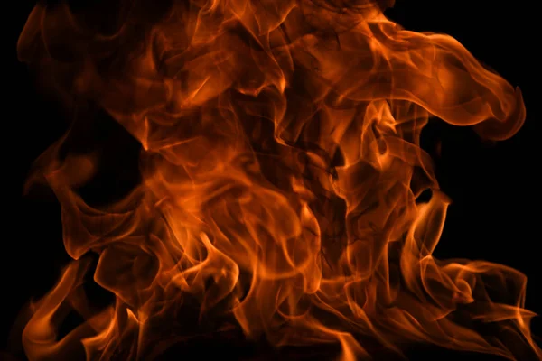 Flammen Lodern Auf Schwarzem Hintergrund Feuer Verbrennen Flamme Isoliert Abstrakte — Stockfoto