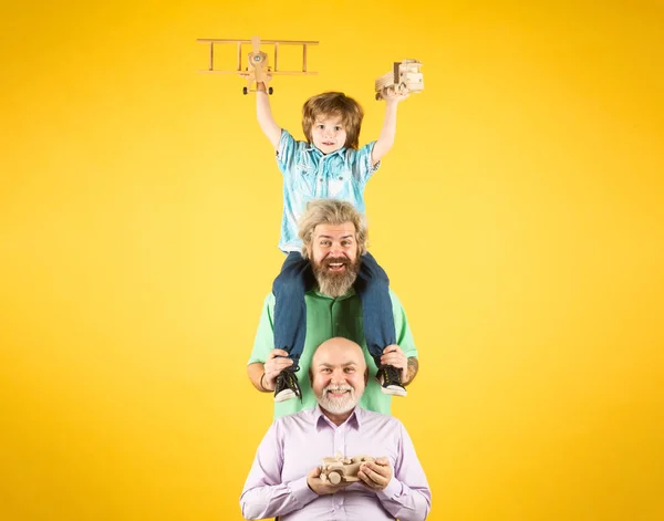 Concepto Del Día Los Padres Tres Generaciones Diferentes Edades Abuelo — Foto de Stock