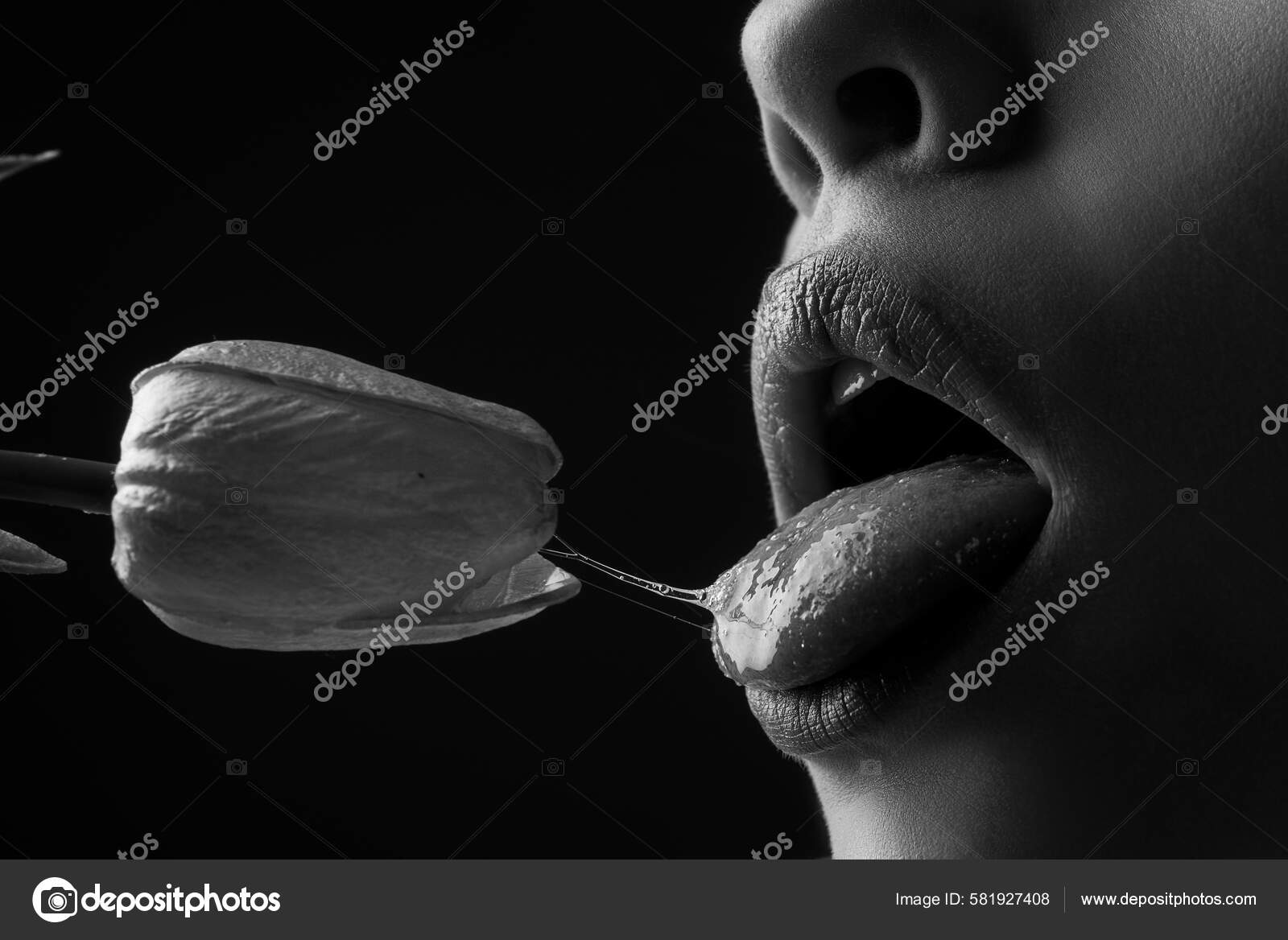 Oral Sex Orgasm Blowjob Licking Flower Girl Lips Tulips Sensual Stock Photo by ©Tverdohlib 581927408