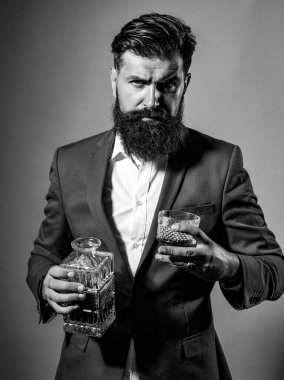 Viski barında çekici barmen. Elit alkol degustation