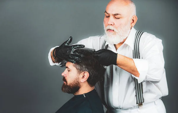 Männer Haarfarbe Barbierfarbener Bart Und Schnurrbart — Stockfoto