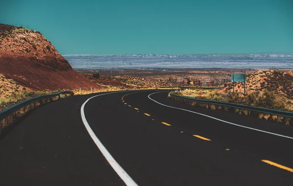 Leere Landstraße Den Usa Langer Wüsten Highway Kalifornien — Stockfoto