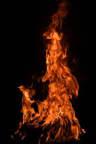 Feux Flamme Brûler Les Lumières Sur Fond Noir Flammes Feu — Photo