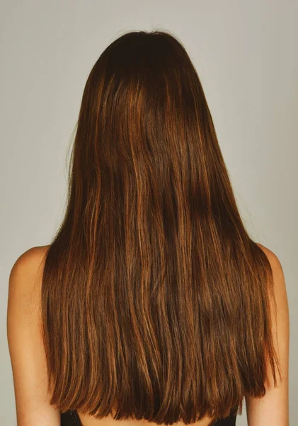 Koncepcja Długich Włosów Leczenie Włosów Kobieta Włosy Powrotem — Zdjęcie stockowe