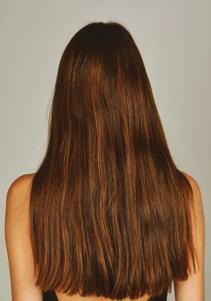 Saúde Conceito Cabelo Longo Tratamento Capilar Mulher Cabelo Para Trás — Fotografia de Stock