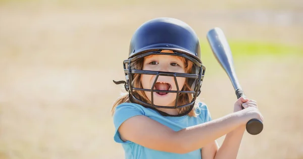 Baseball Gyerek Készen Áll Ütésre Gyermek Ütő Hogy Elérje Pályán — Stock Fotó