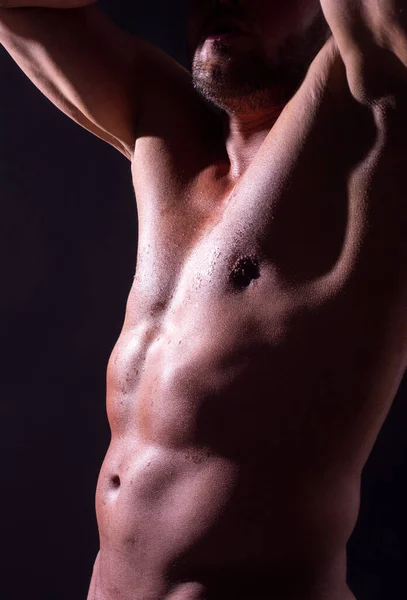 Nude Man Torso Cropped Body Sexy Muscular Naked Gay Athletic — Stock Photo, Image