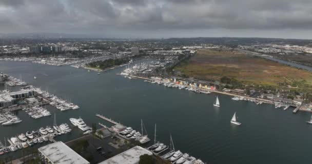 Marina Del Rey Aerial View Drone Marina Del Rey Seaside — ストック動画