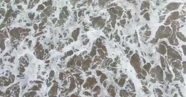 Pacific Ocean Sea Splashing Wave Texture Sea Foam Flying Drone — Stock Video