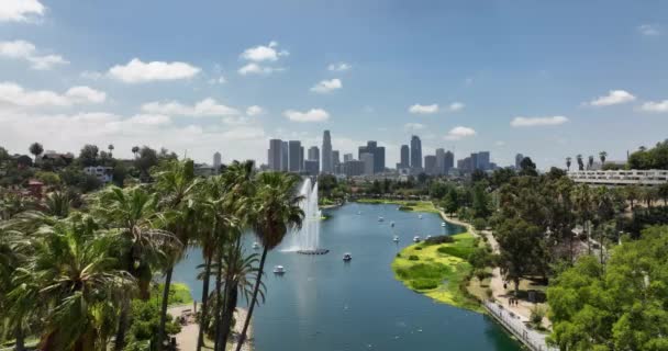 Los Angeles Downtown Arial Fly Drone Echo Park Los Angeles — ストック動画