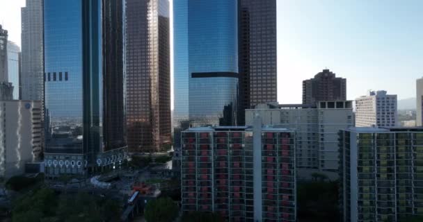 Aerial View Downtown Los Angeles Famous Skyscrapers — Stock Video