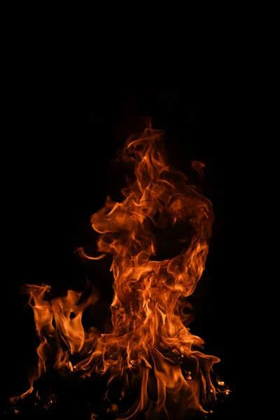 Llama Fuego Quemar Luces Sobre Fondo Negro —  Fotos de Stock