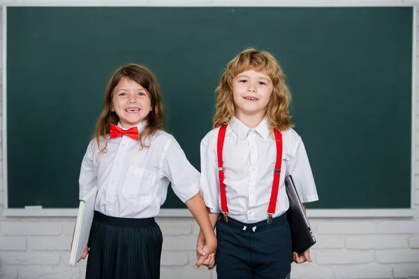 Happy Girl Boy School Friends Face Portrait Two Schoolkids Children — Stockfoto