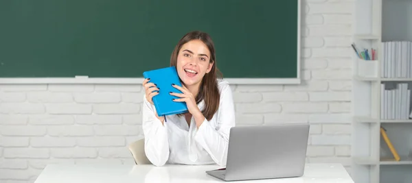 Portrait Young College Student Book Studying Classroom — Stock Photo, Image