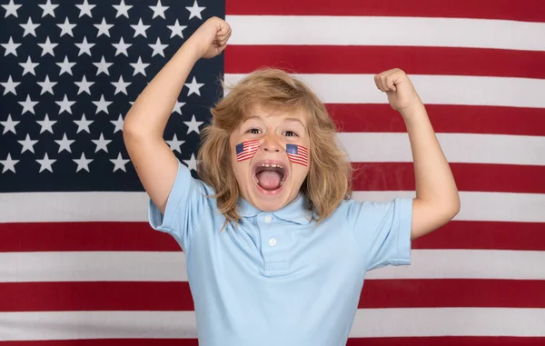 American Flag Child Cheek Independence Day 4Th July United States — 스톡 사진