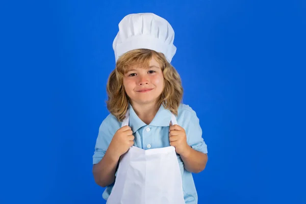 Chef Funny Face Chef Kid Boy Making Fresh Vegetables Healthy — Stok fotoğraf