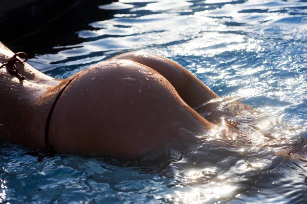 Summer Vacation Sexy Woman Ass Buttocks Girl Bikini Sea Water — Stock Fotó