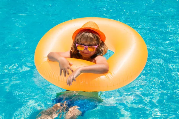 Child Swimming Pool Inflatable Ring Kid Swim Orange Float Water — Fotografia de Stock