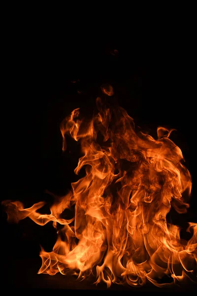 Brand Flammor Svart Bakgrund Bränn Eld Isolerad Abstrakt Konsistens Flammande — Stockfoto