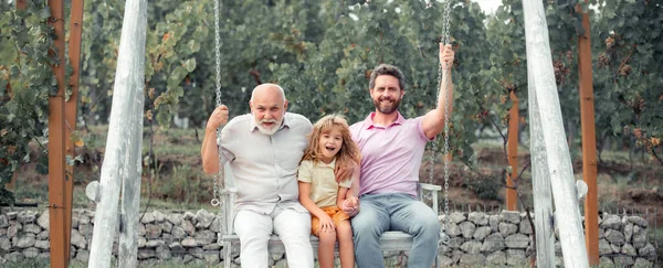 Men Family Weekend Male Generation Family Together Three Different Generations — Stok fotoğraf