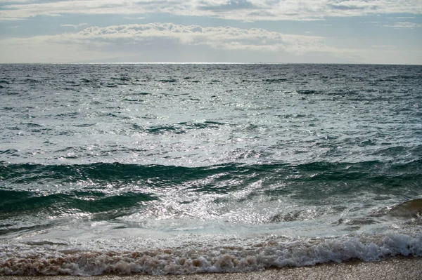 Agua Mar Fondo Detalle Agua Ondulada Patrón Olas Océano — Foto de Stock